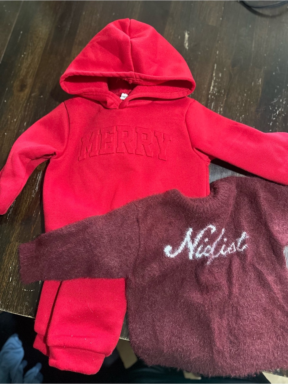 Kids Red Hooded Sweatshirt - Merry